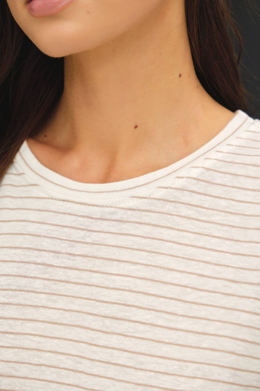 Linen Stripe Crew Tee