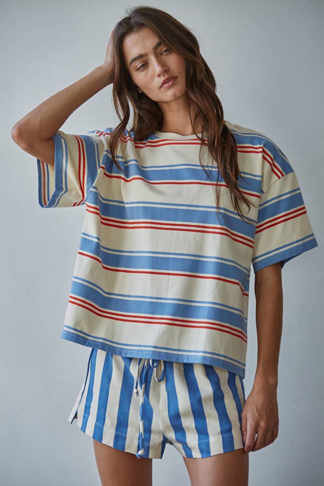 Multi Striped Short Sleeve Tee