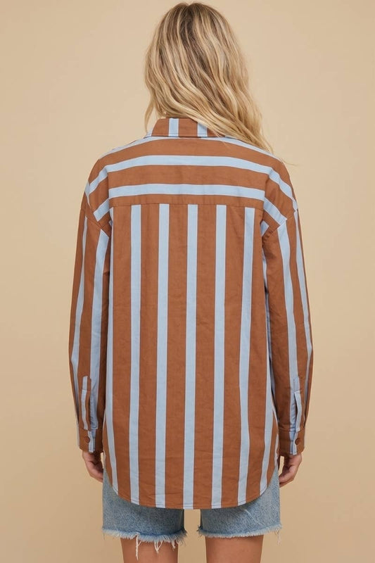 Oversized Striped Button-Down
