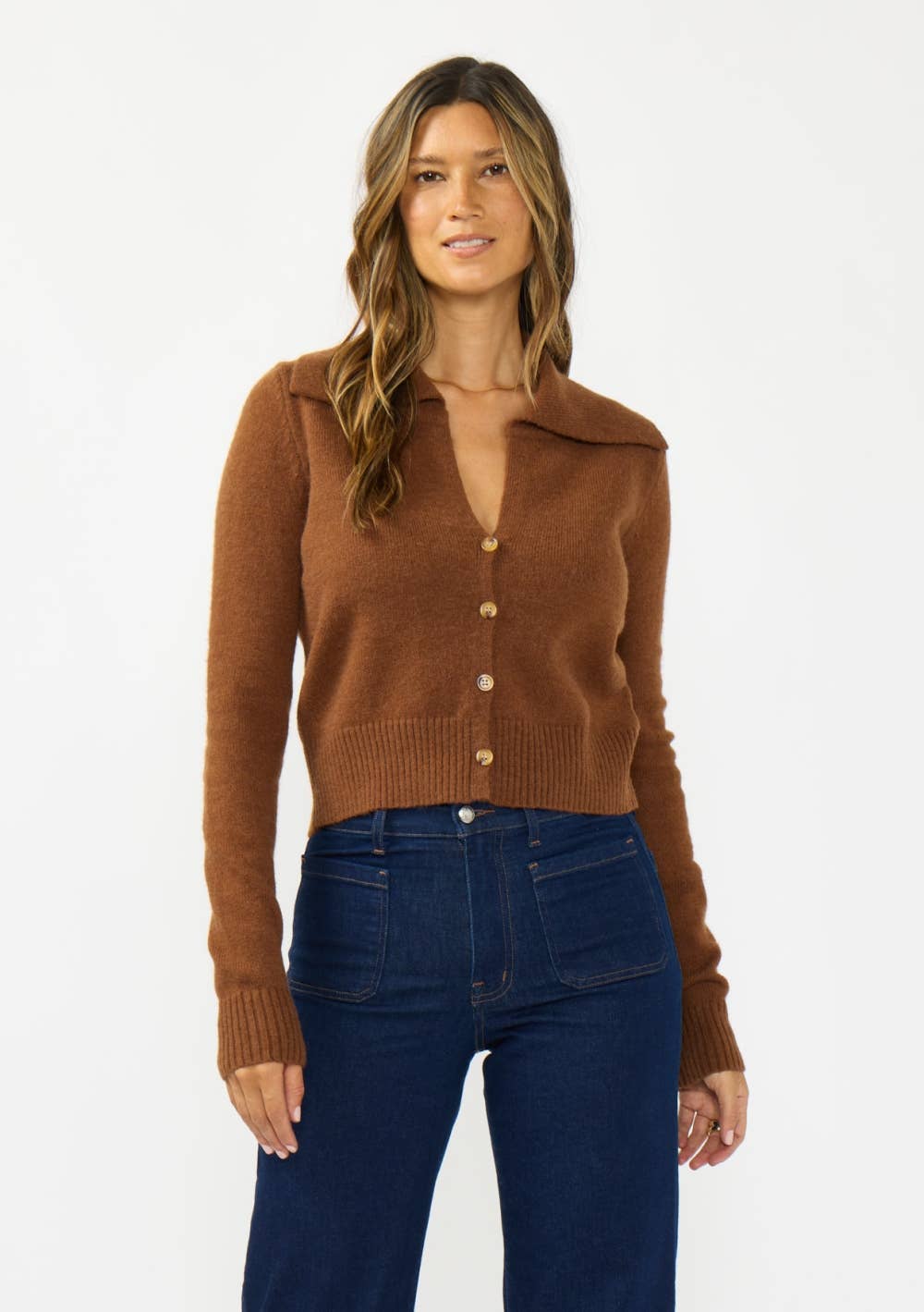Cropped Collared Cardigan