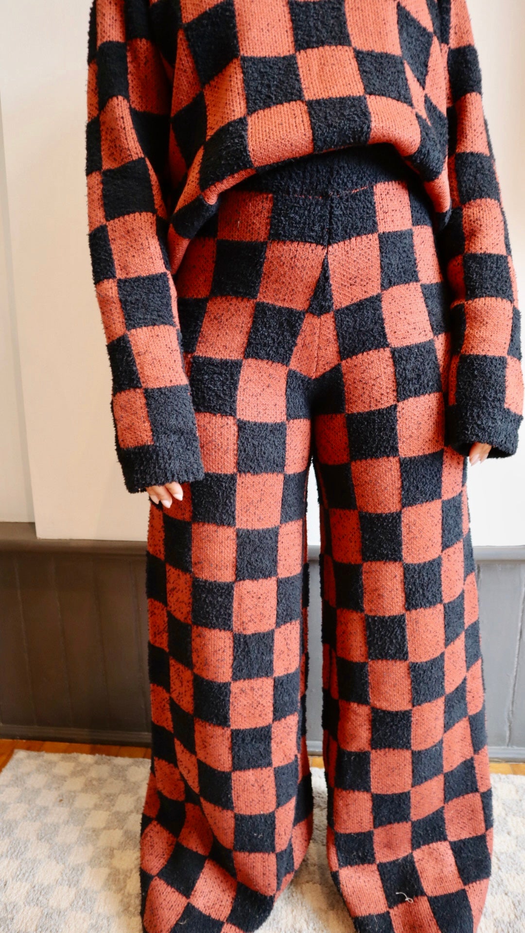Checkerboard Knit Sweater Pant
