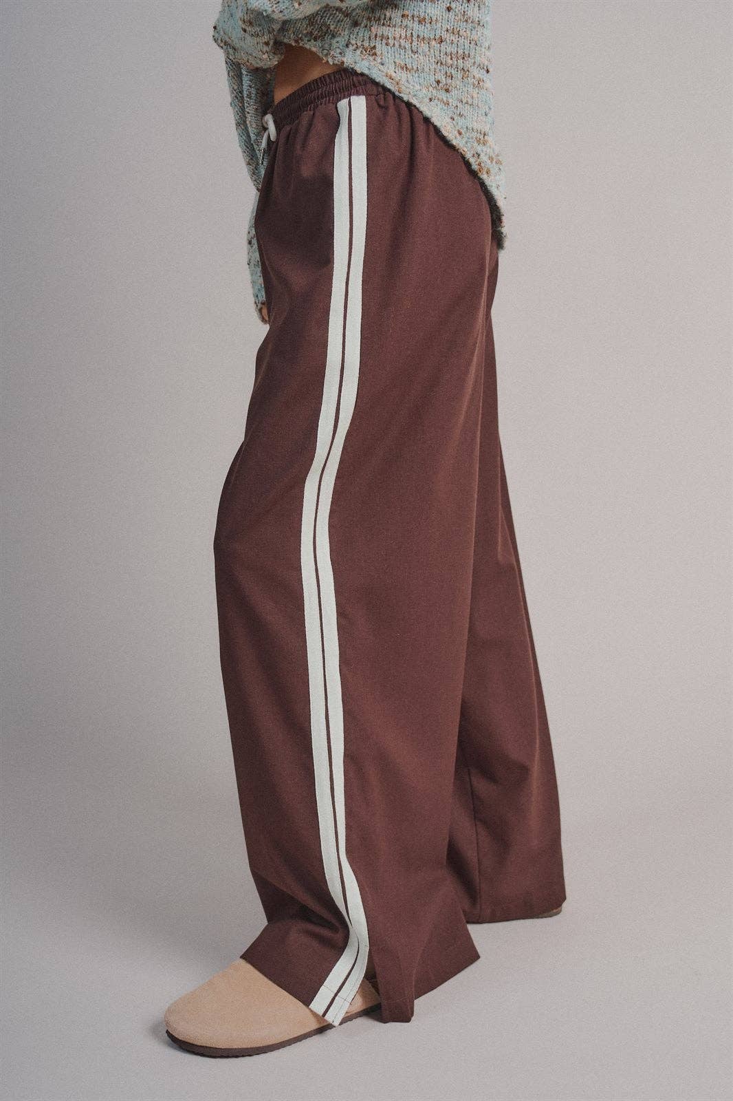 Striped Drawstring Wide-Leg Pants
