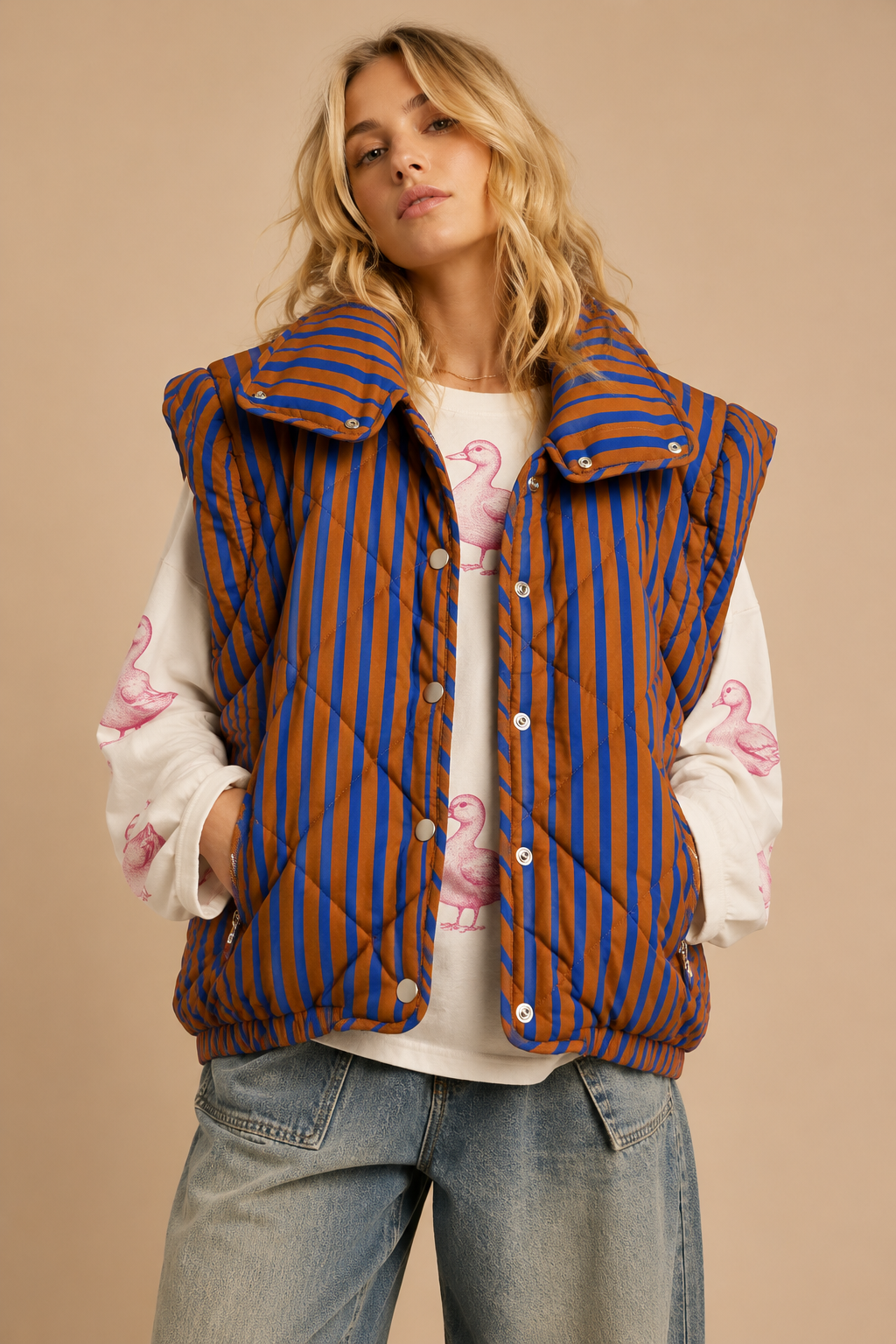 Patchwork Puffer Vest
