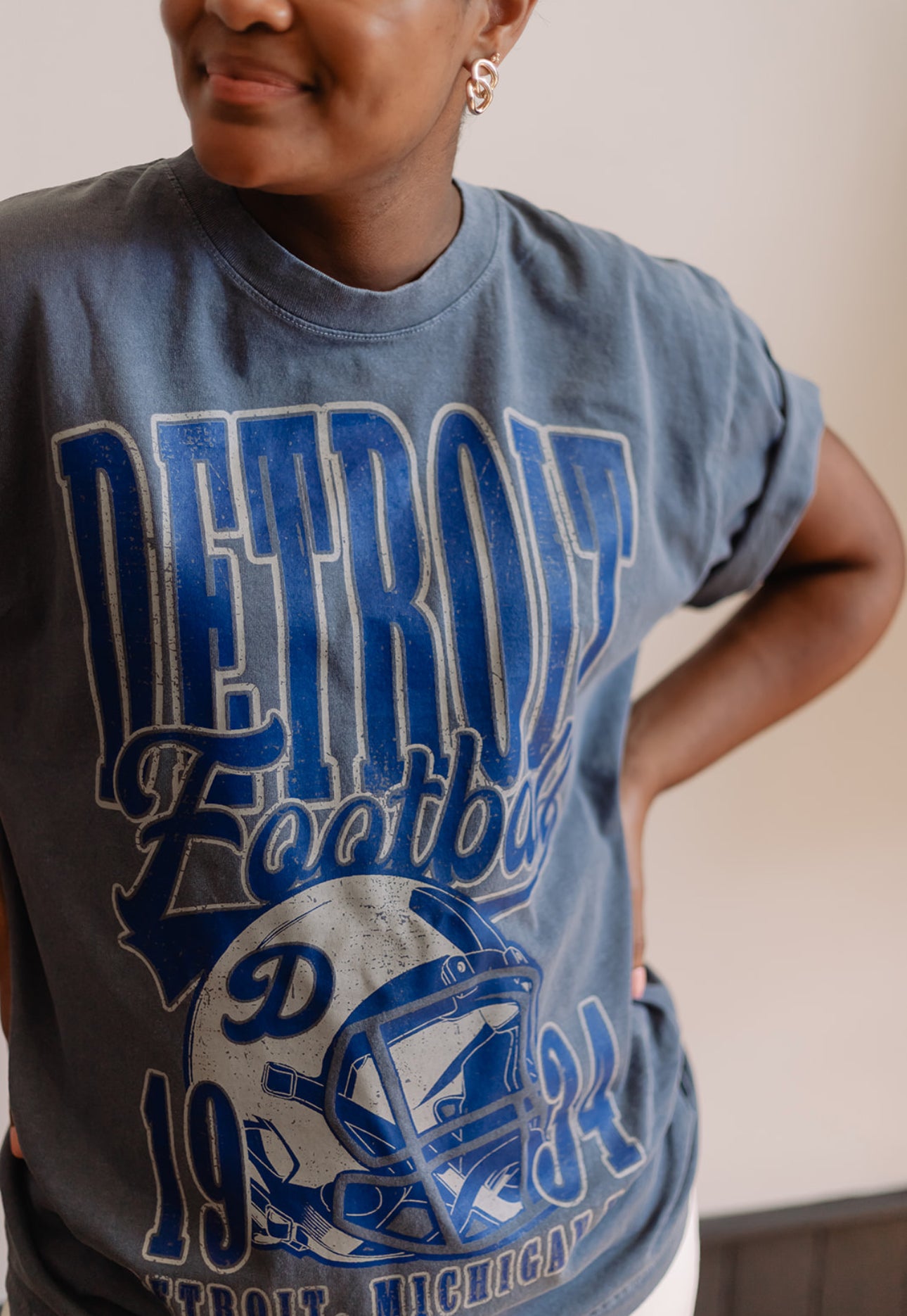 90's Vintage Detroit Football Oversized Tee