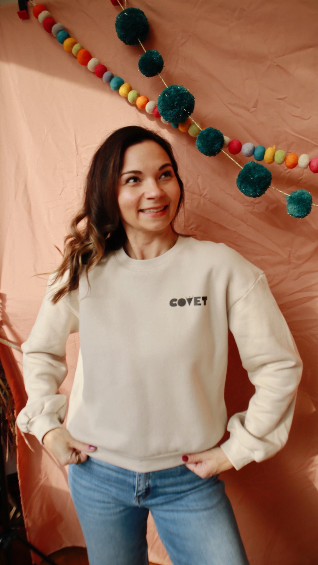 COVET Squiggle Cropped Sweatshirt