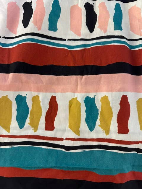 Multi Stripe Poplin Strapless Maxi Dress