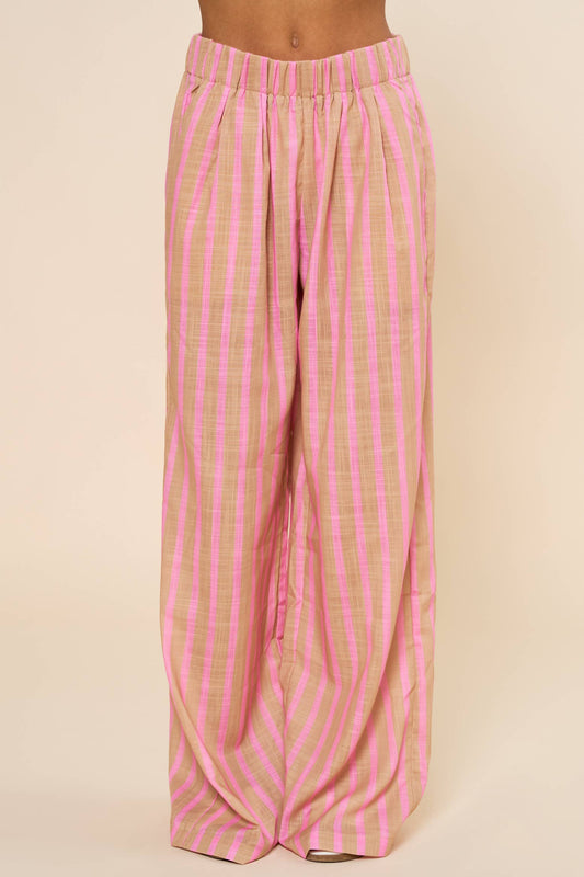 Striped Linen Wide-Leg Pant