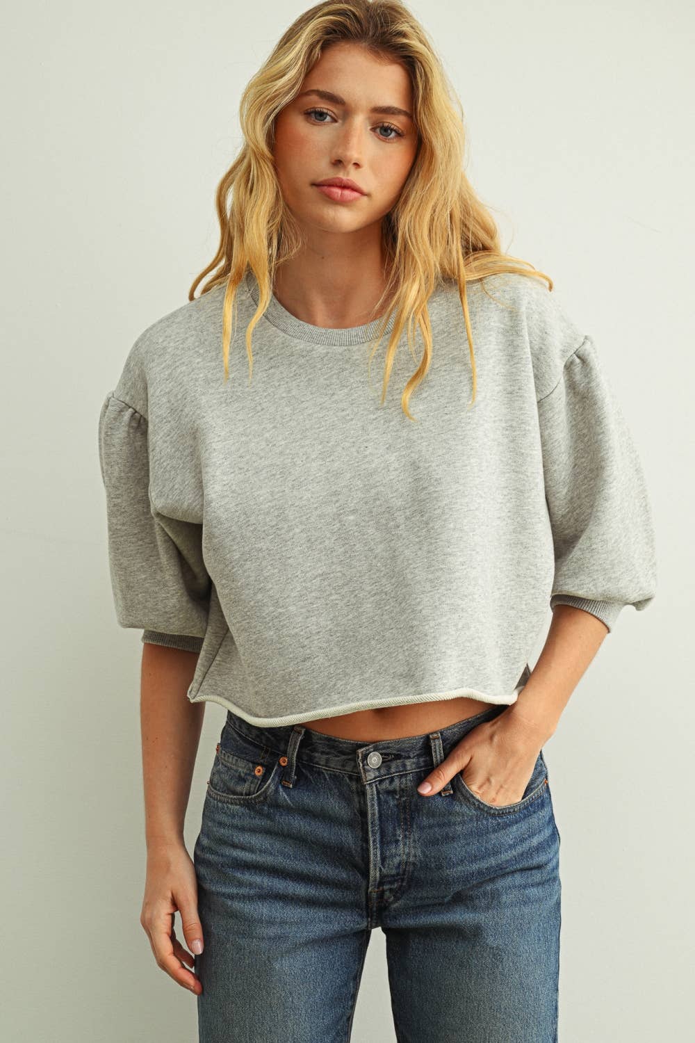 Cropped 3/4 Sleeve Sweatshirt