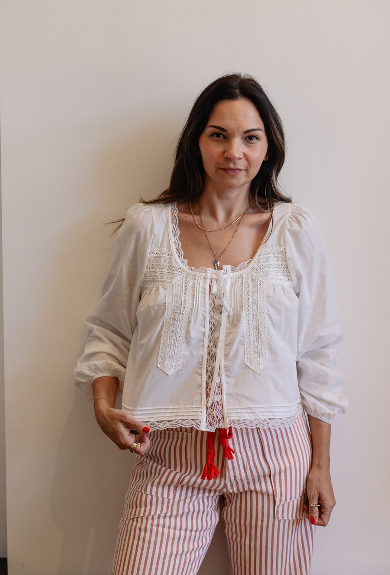 Lace-Trimmed Blouse