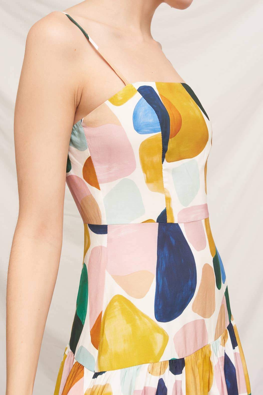 Abstract Print Tiered Maxi Dress