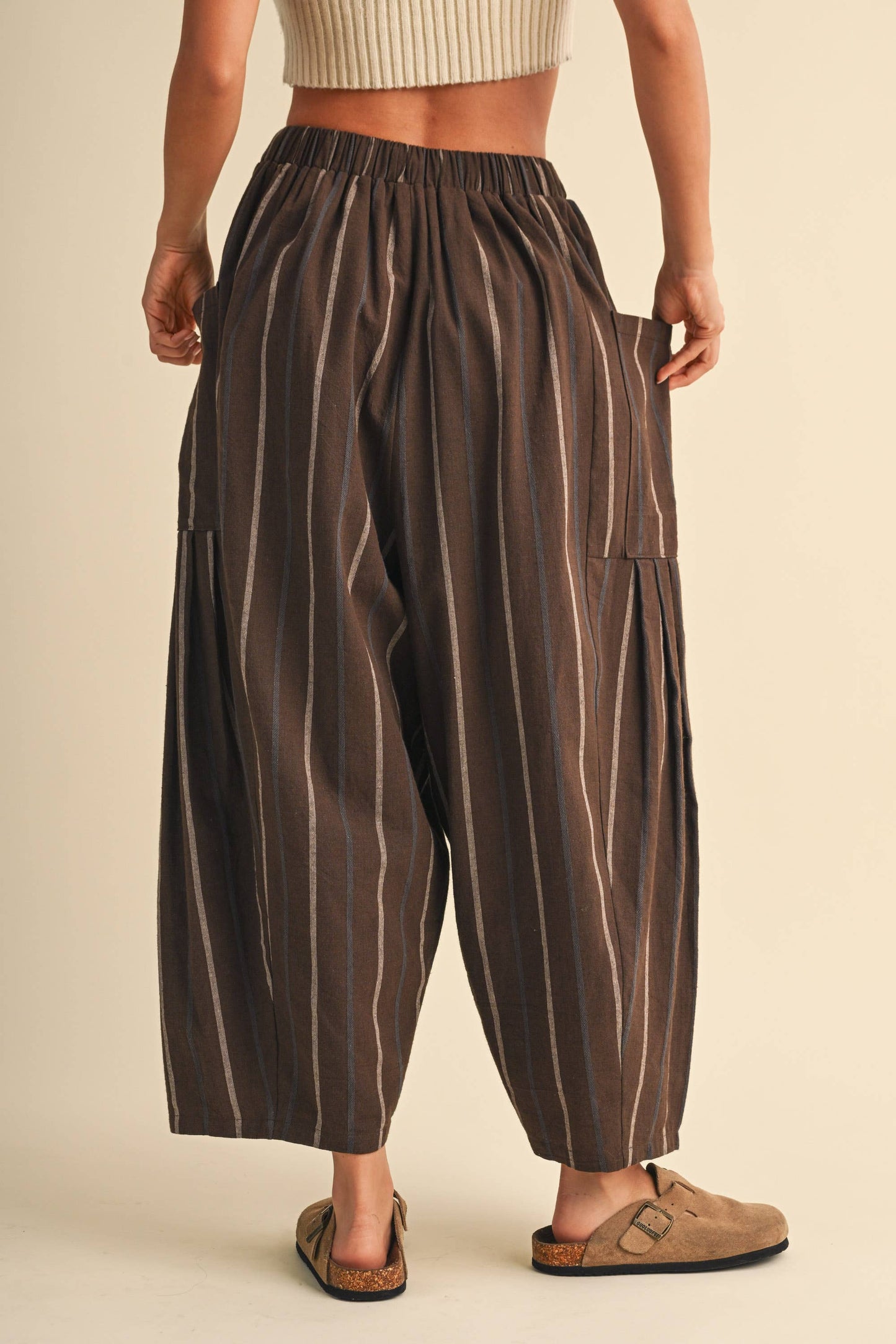 Relaxed Stripe Drawstring Crop Pant