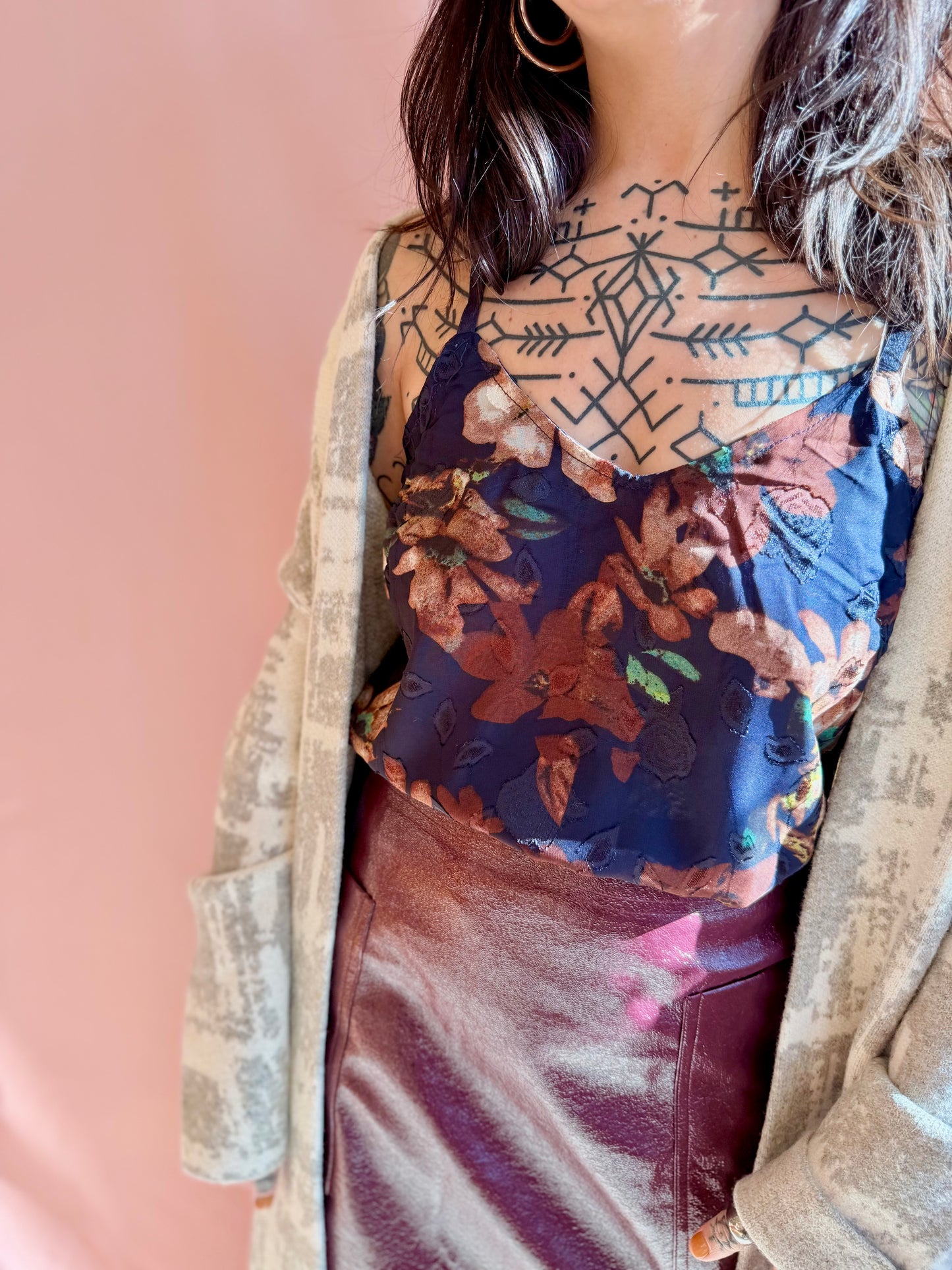 Velvet Burnout Floral Cami