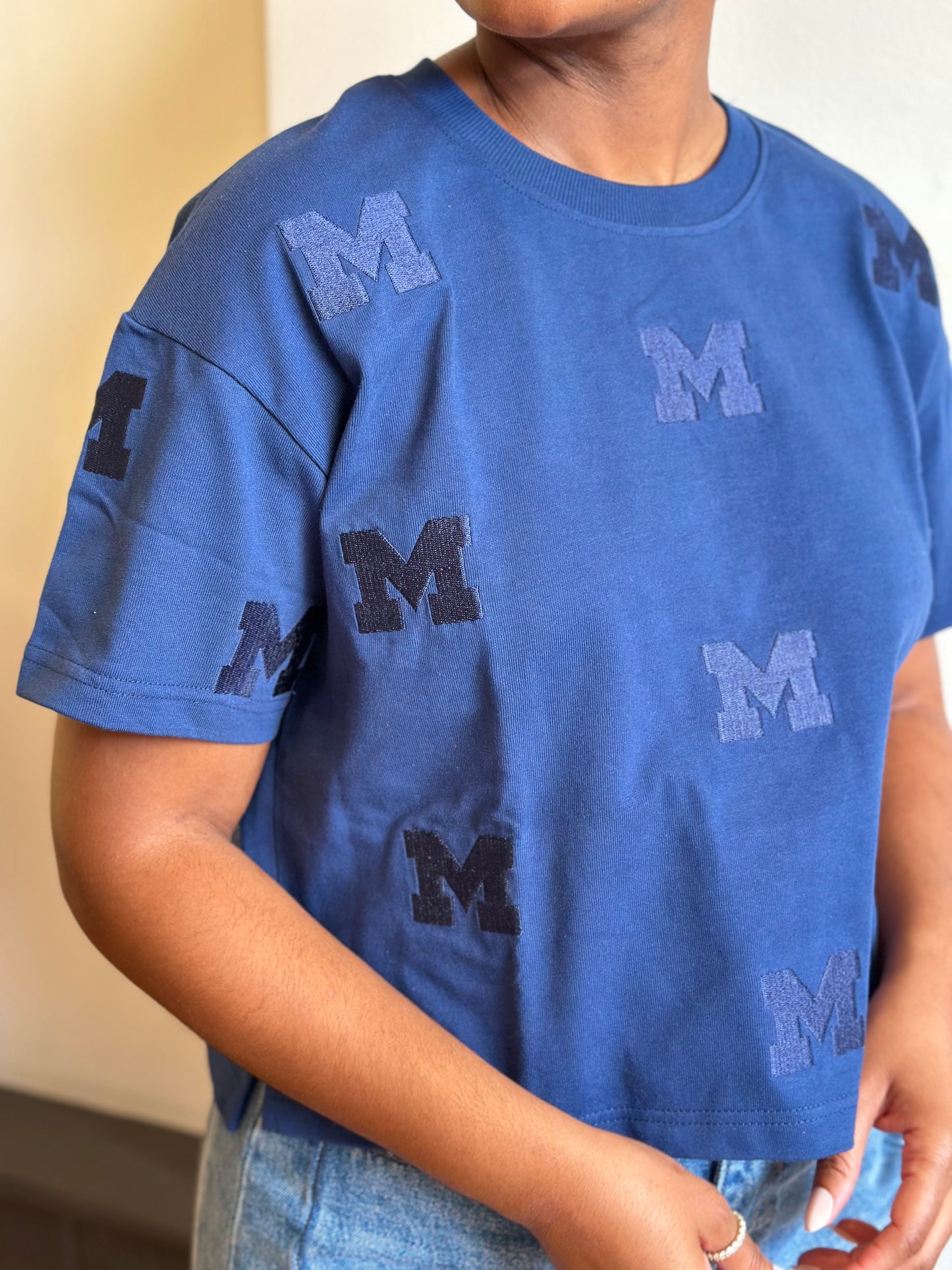 Michigan Embroidered Heavyweight Crop Tee