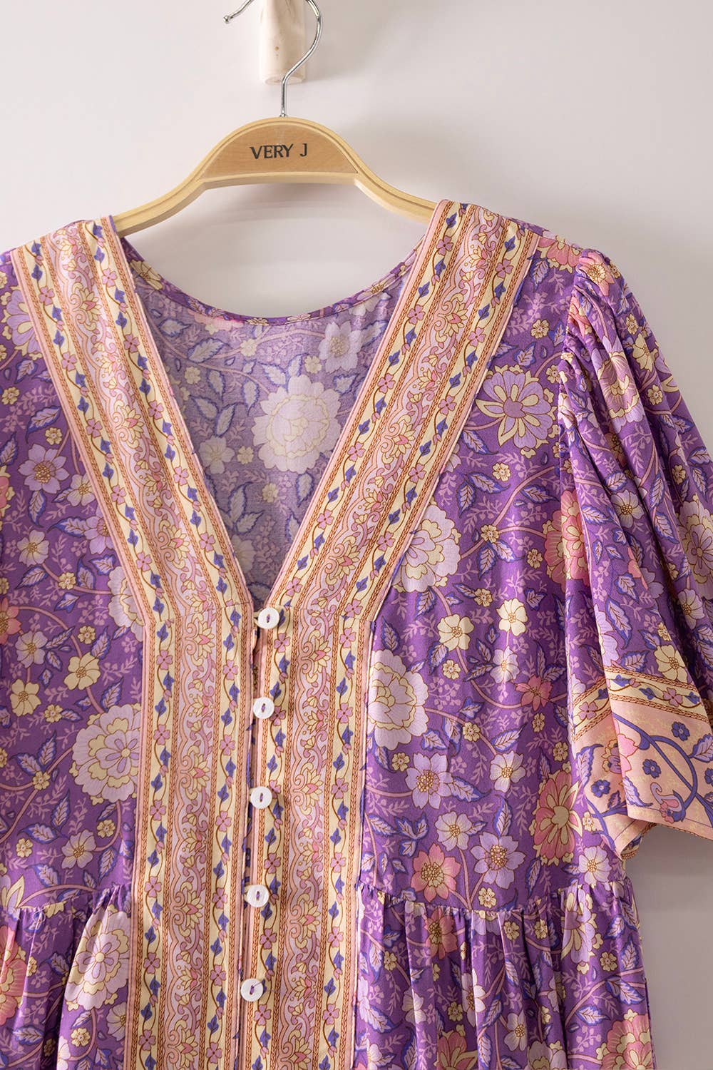 Boho Floral Button-Front Tiered Dress