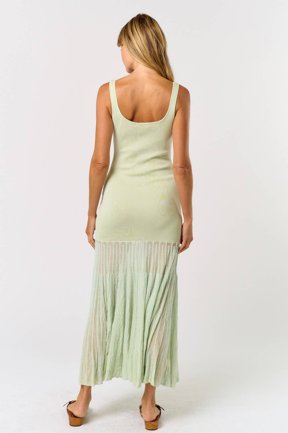 Sleeveless Sweater Maxi Dress W/Mesh Skirt