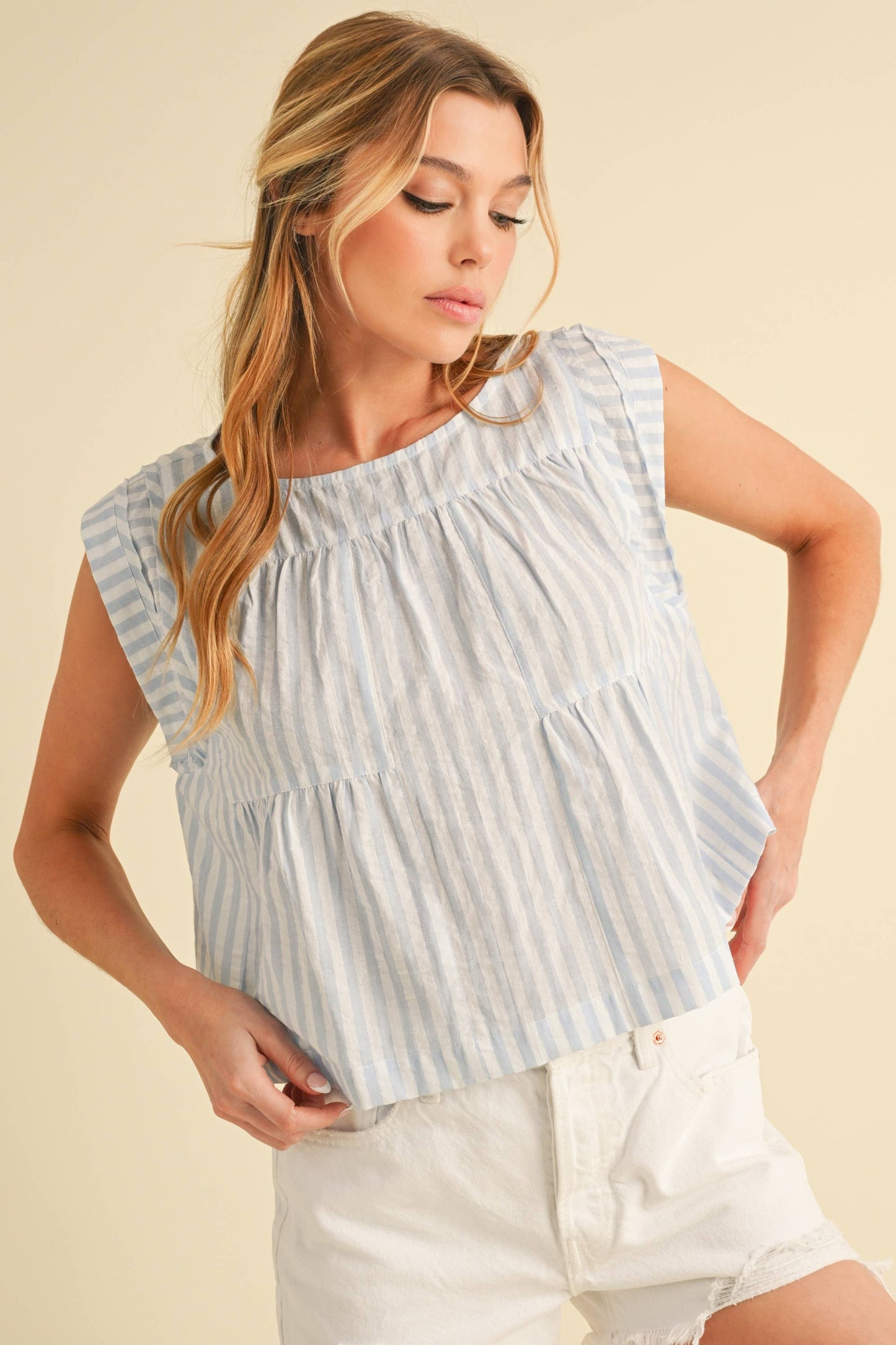 Cropped Stripe Swing Top