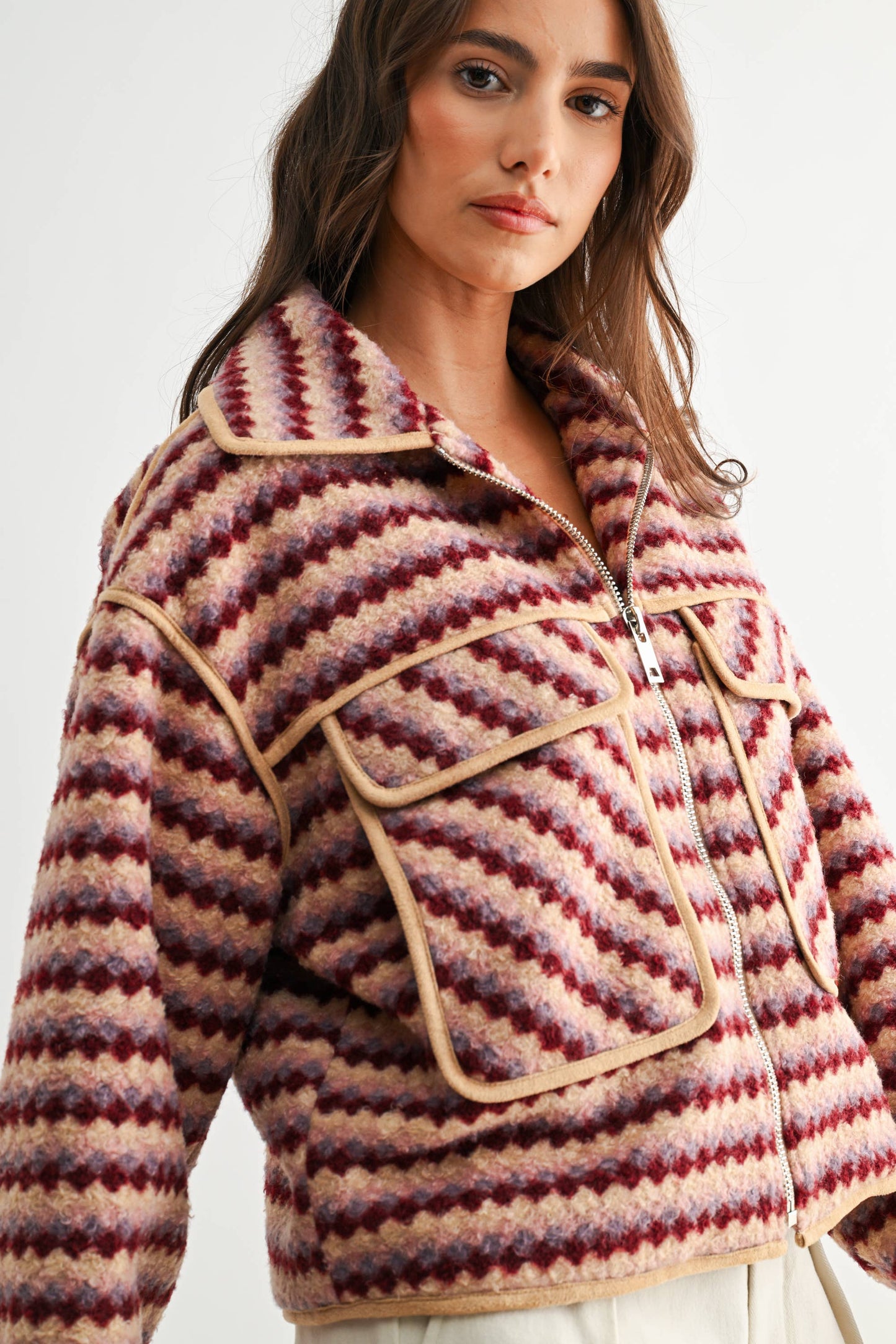 Retro Chevron Fleece Jacket