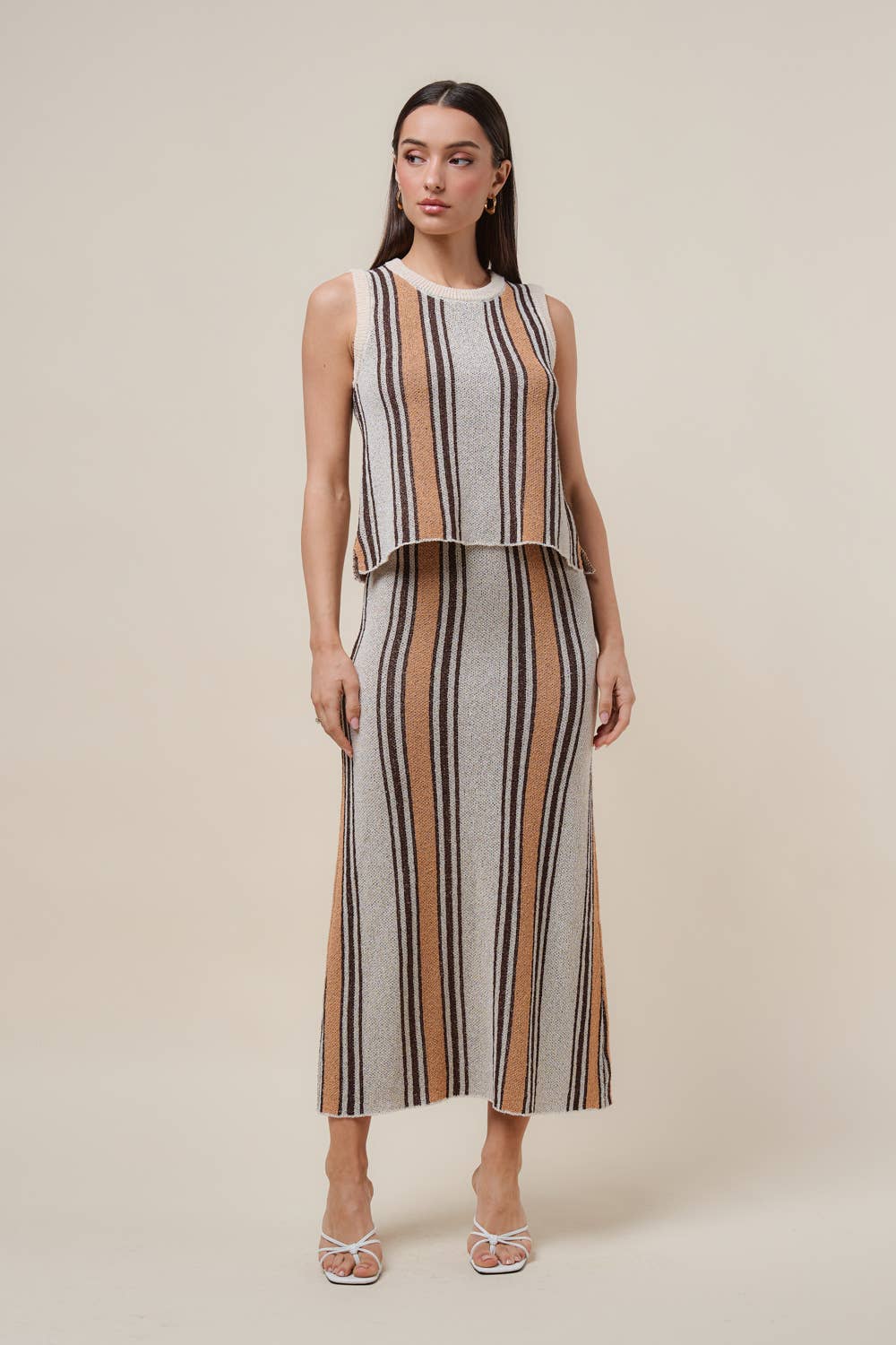 Striped Sweater Midi Skirt