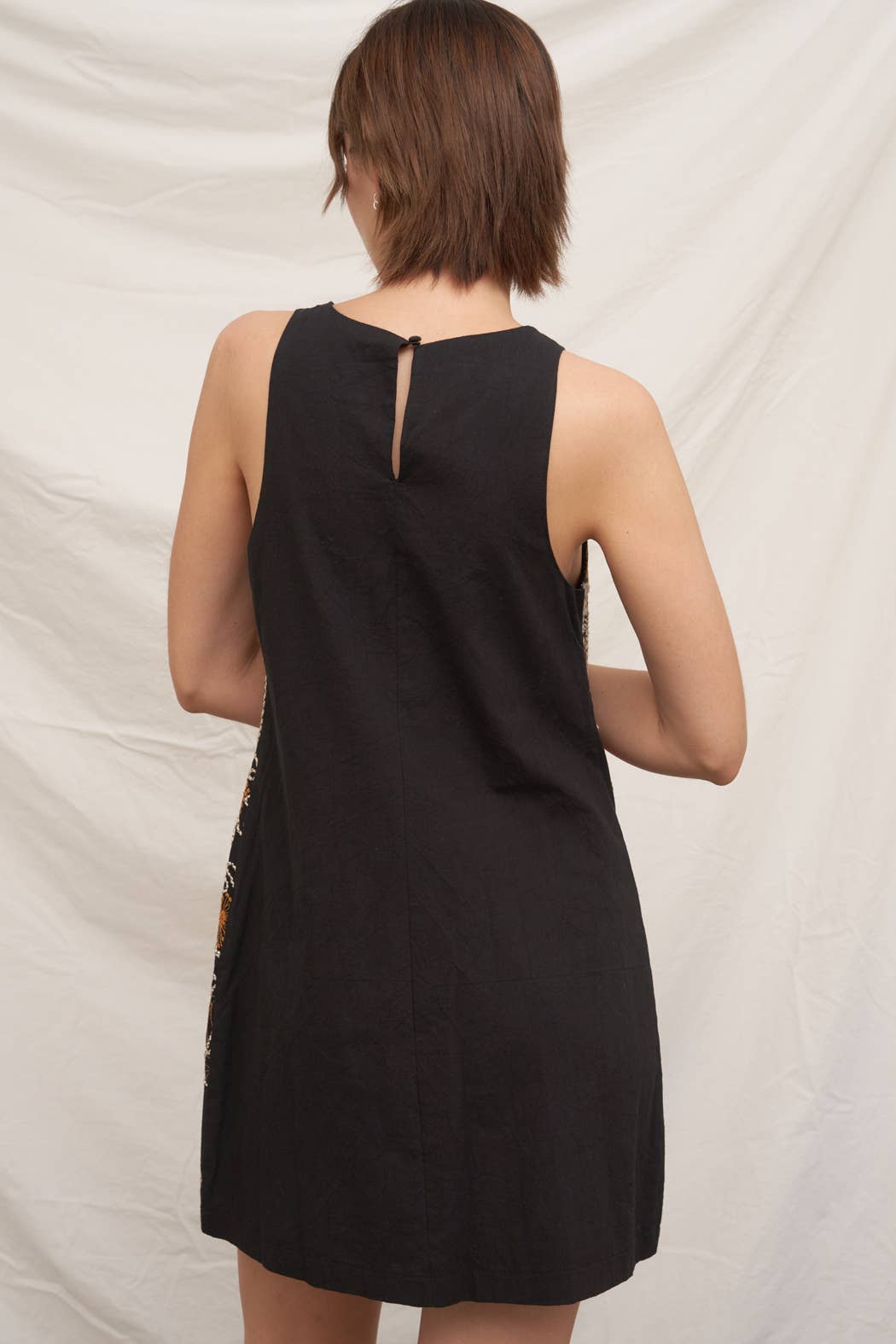 Floral Embroidered Sleeveless Mini Dress