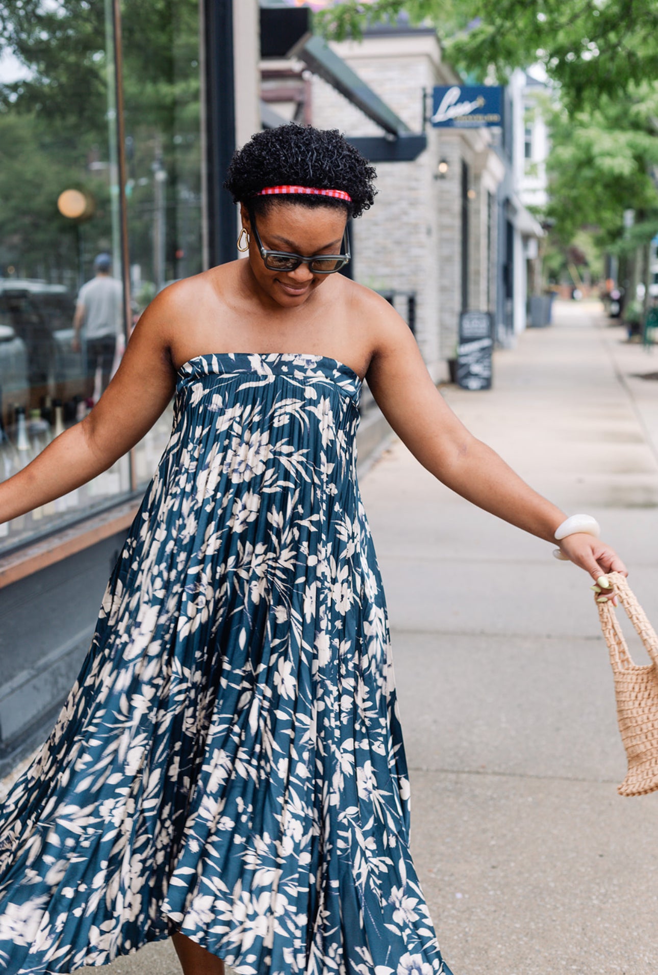 Floral Asymmetrical Pleated Maxi Dress