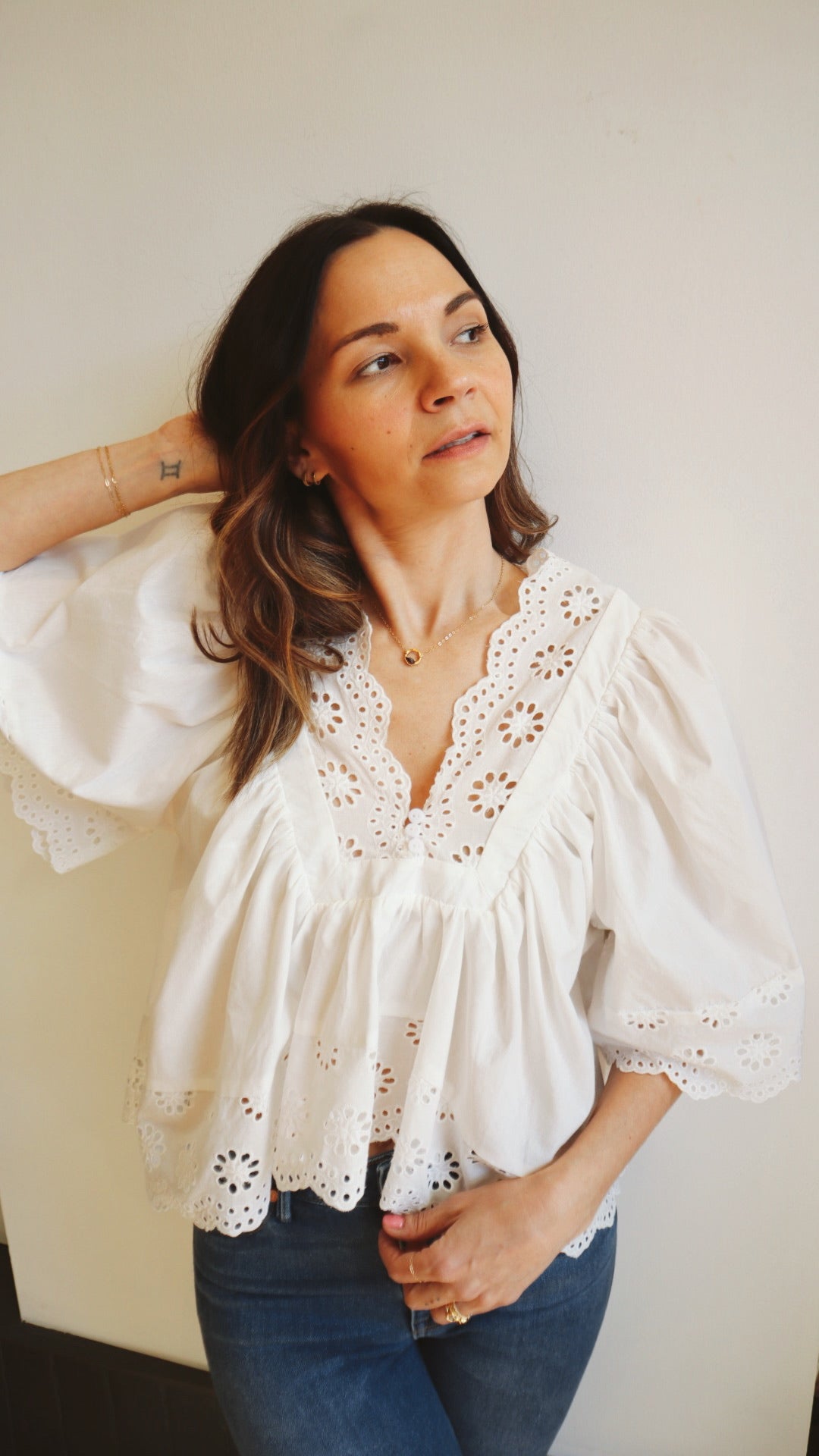 Eyelet Embroidered Boho Blouse