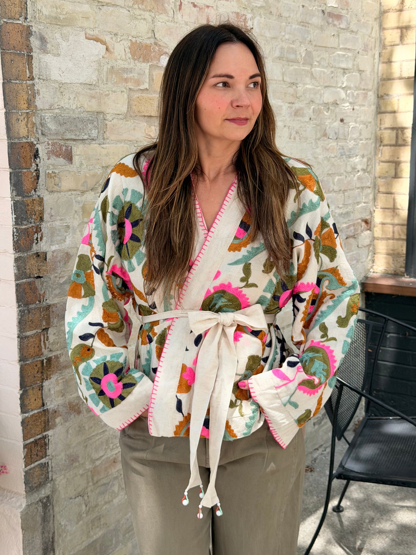 Embroidered Kimono Jacket