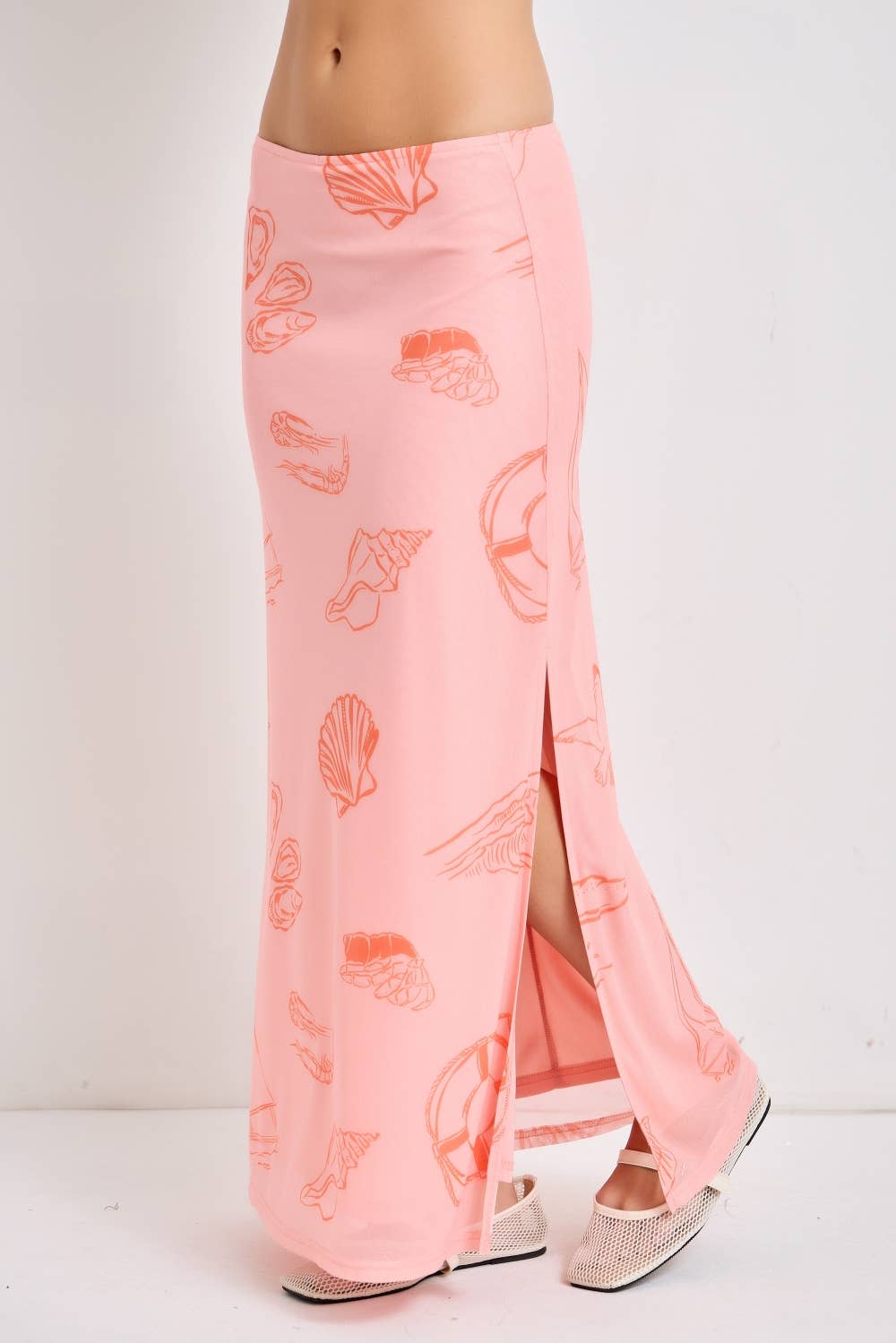 Sea Life Printed Midi Skirt