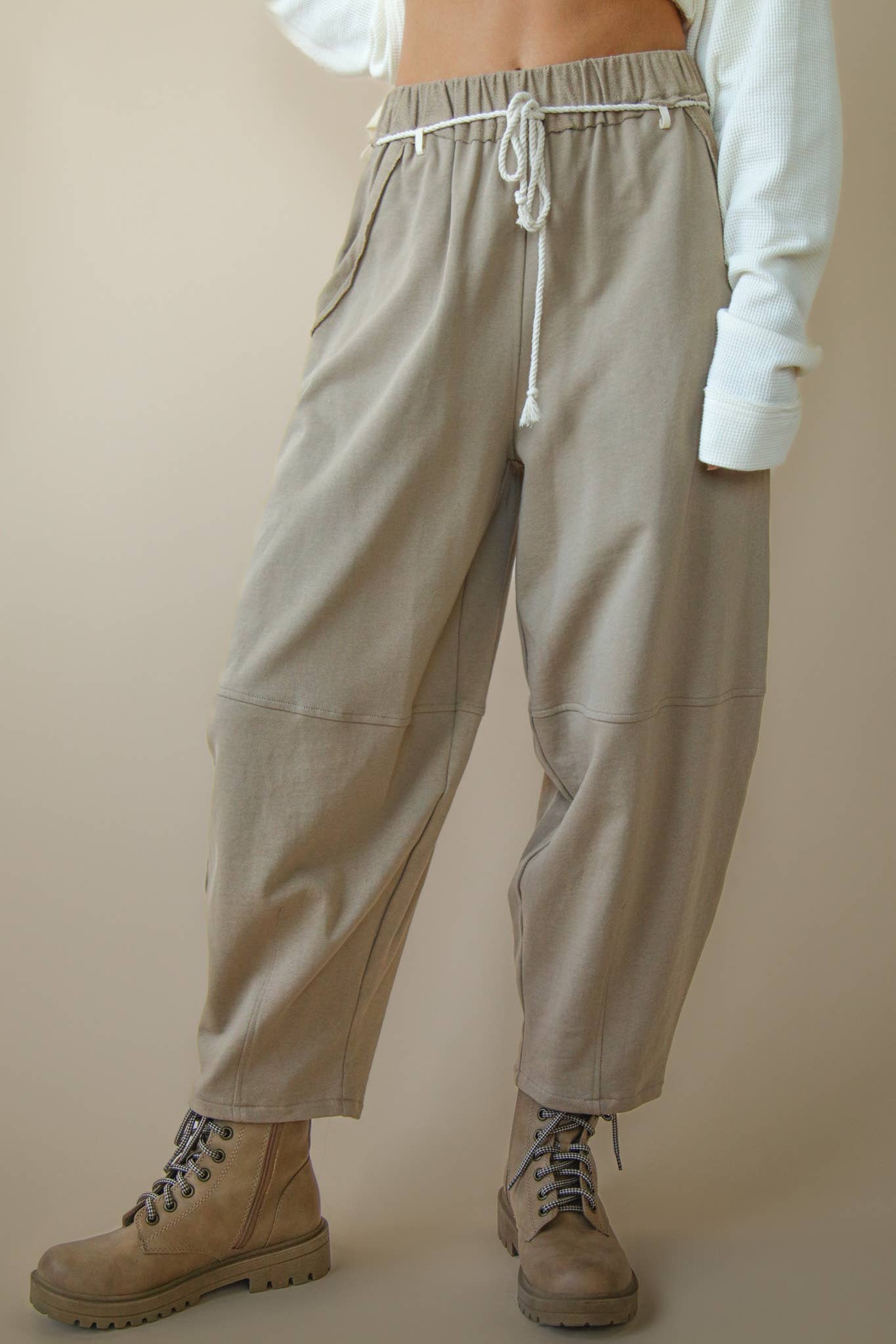 Braided Drawstring Barrel Sweatpants