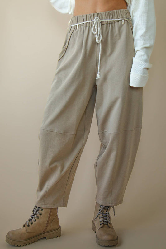 Braided Drawstring Barrel Sweatpants