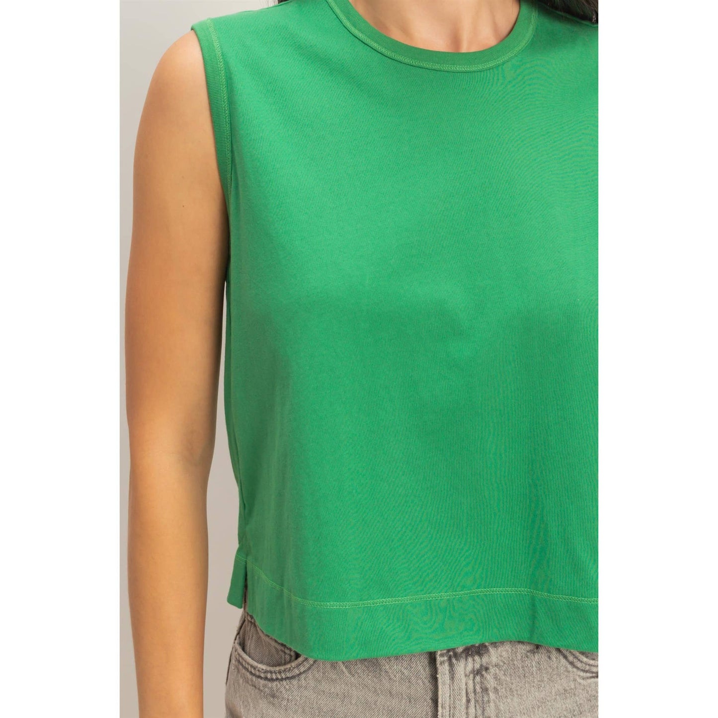 Sleeveless Crew Neck Top