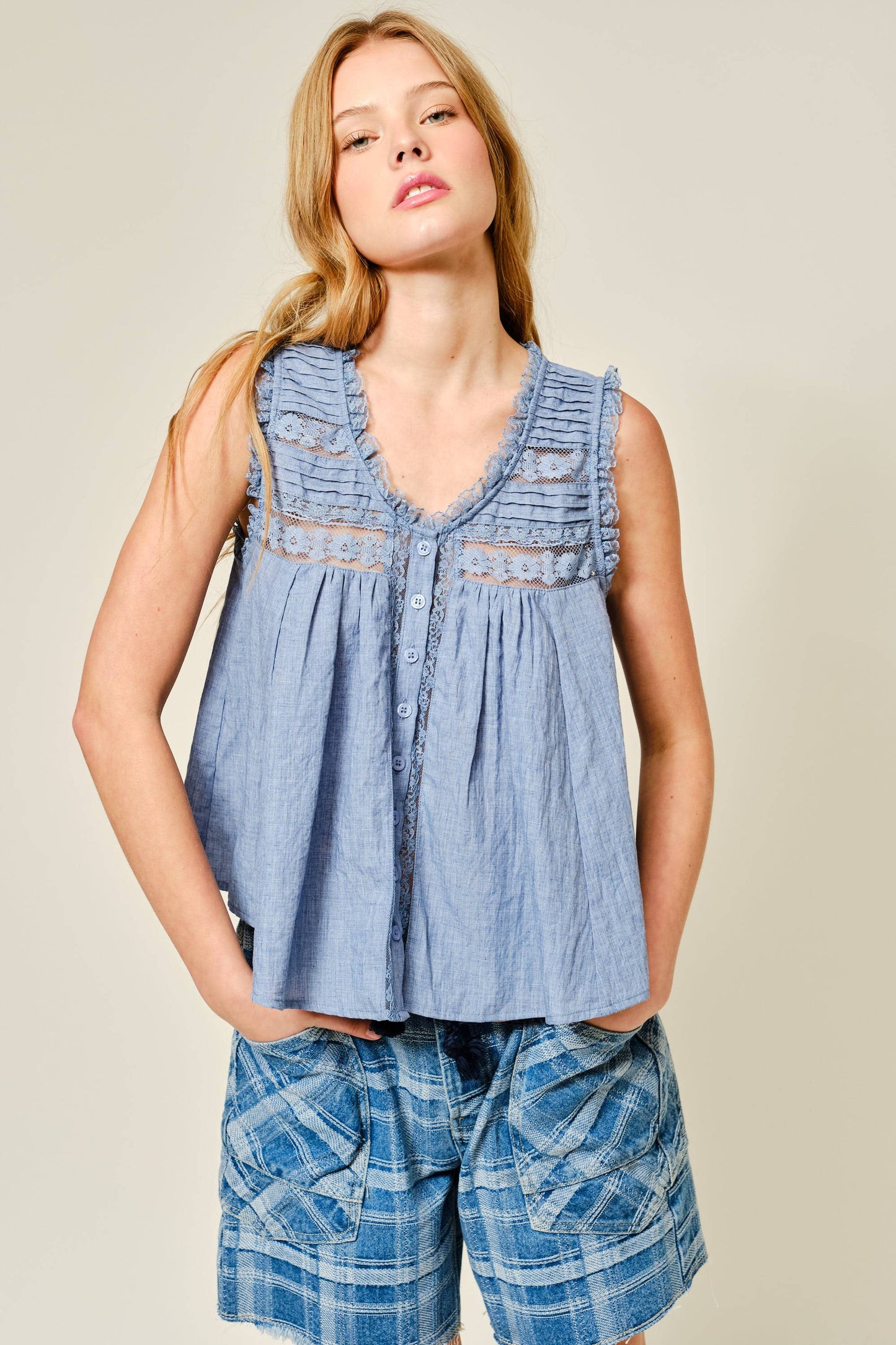 Babydoll Sleeveless Ruffle Top