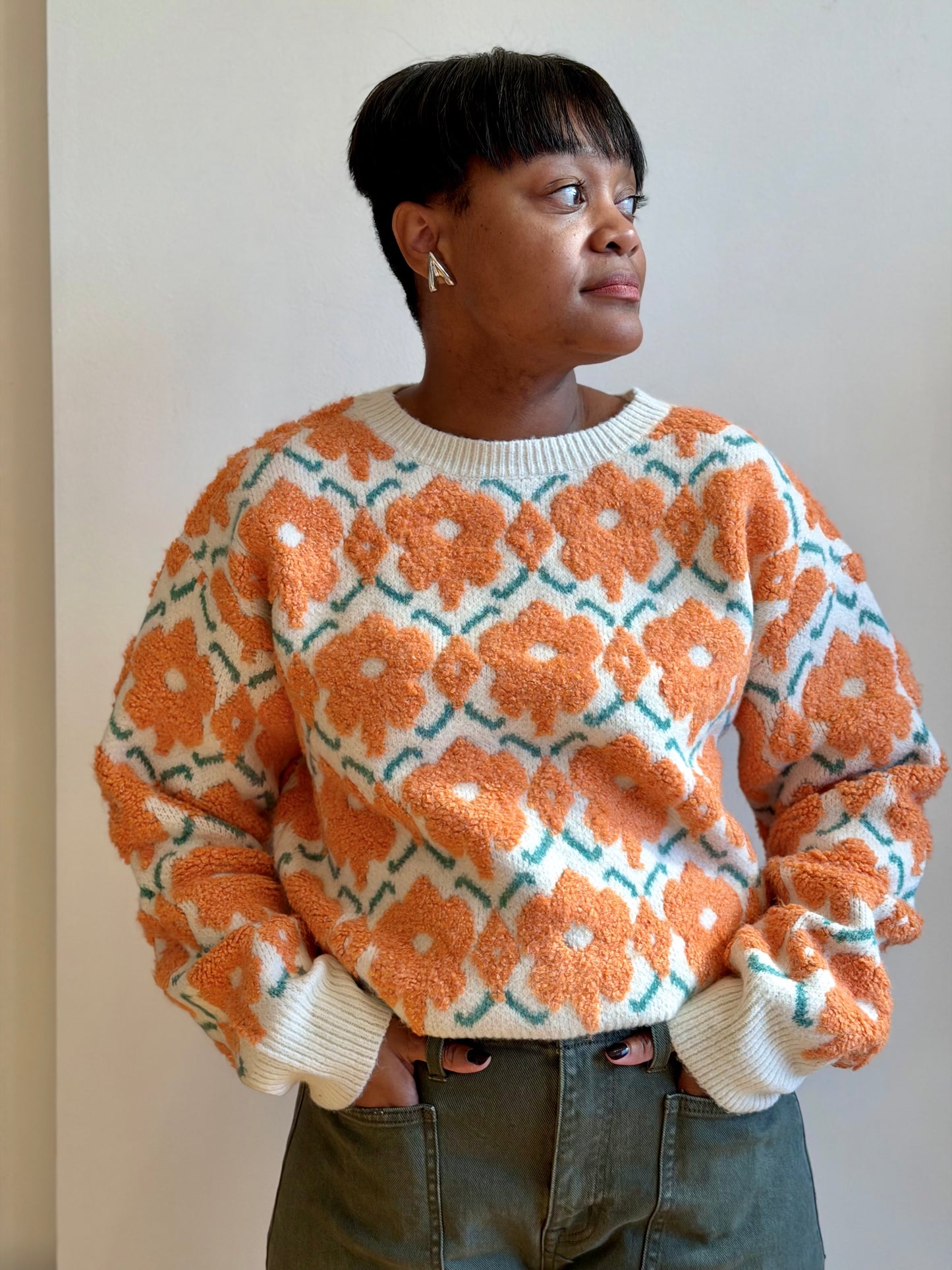 Fuzzy Floral Sweater