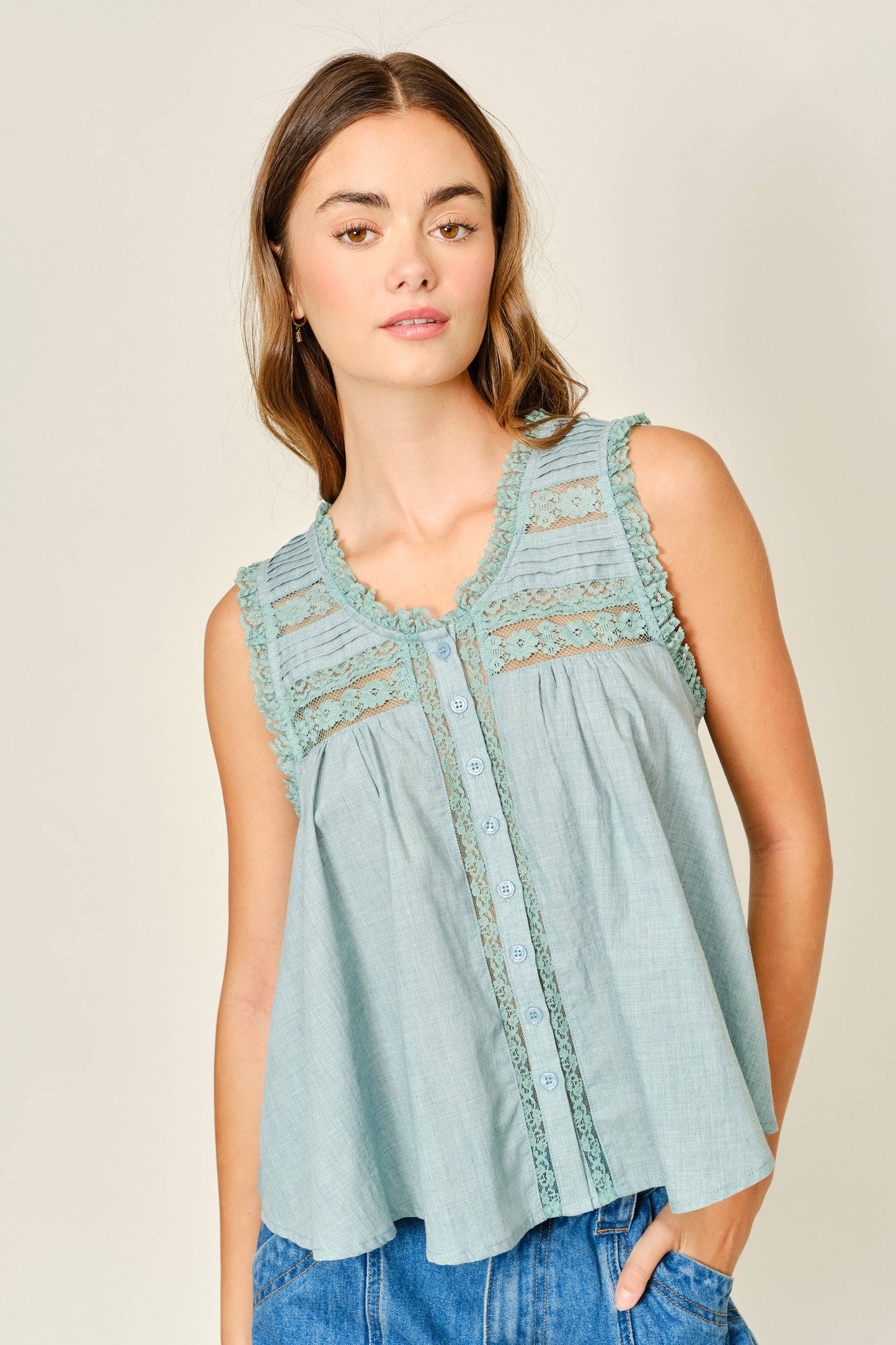 Babydoll Sleeveless Ruffle Top