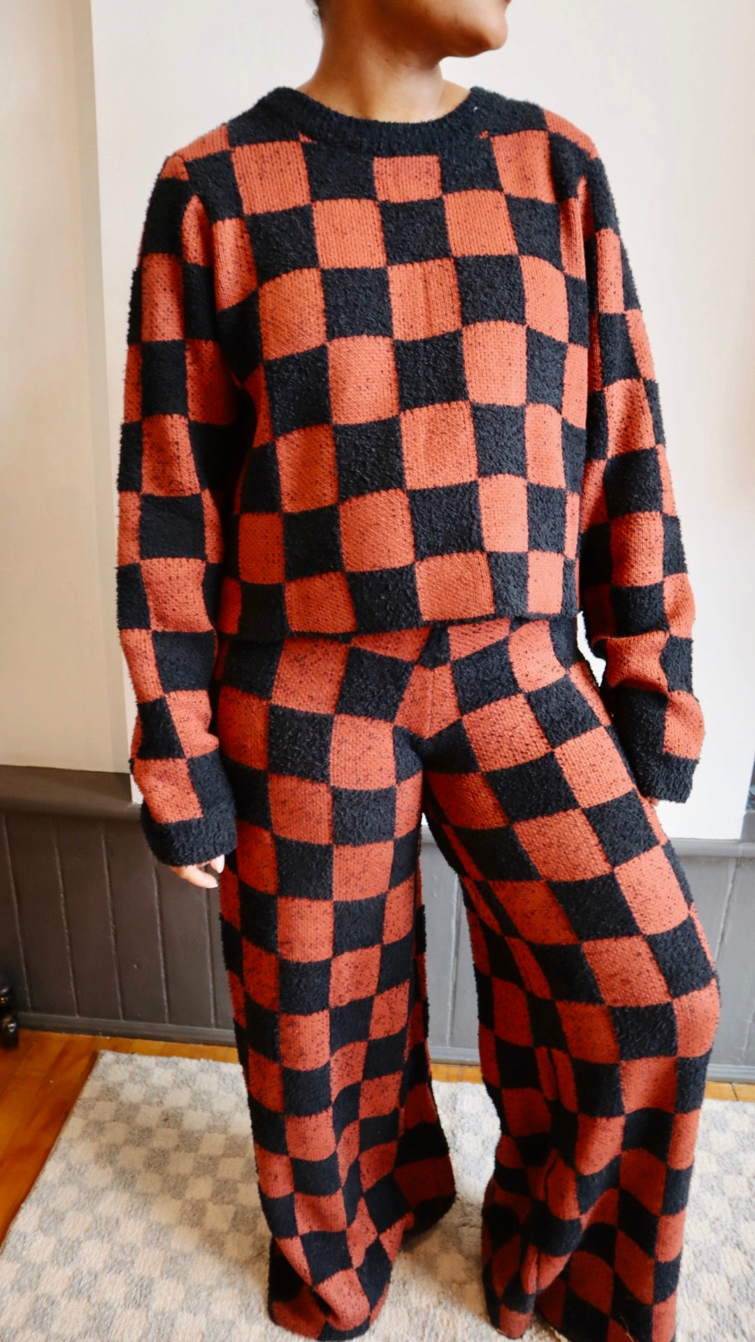 Checkerboard Knit Sweater Pant