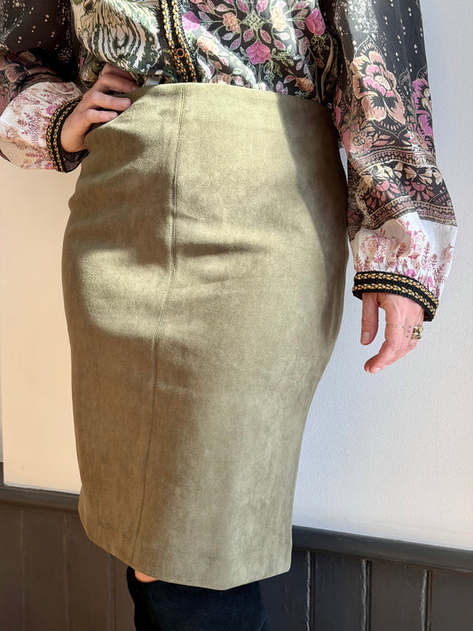 Suede  Stretch Pencil Skirt