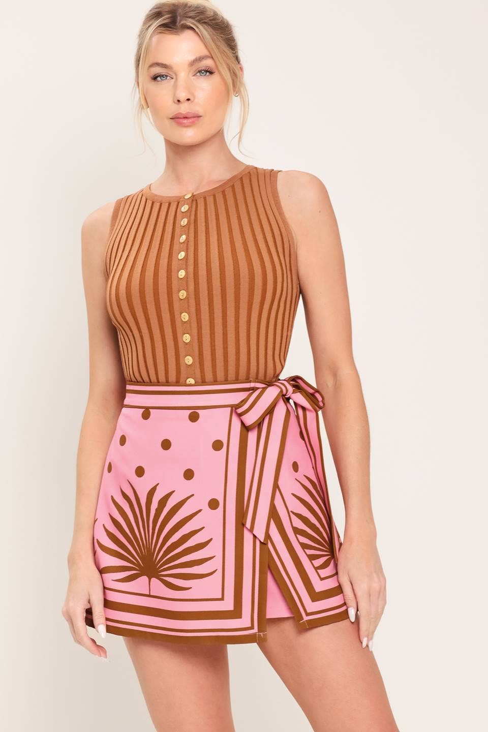 Palm Print Wrap Skort