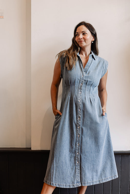Button-Up Denim Dress