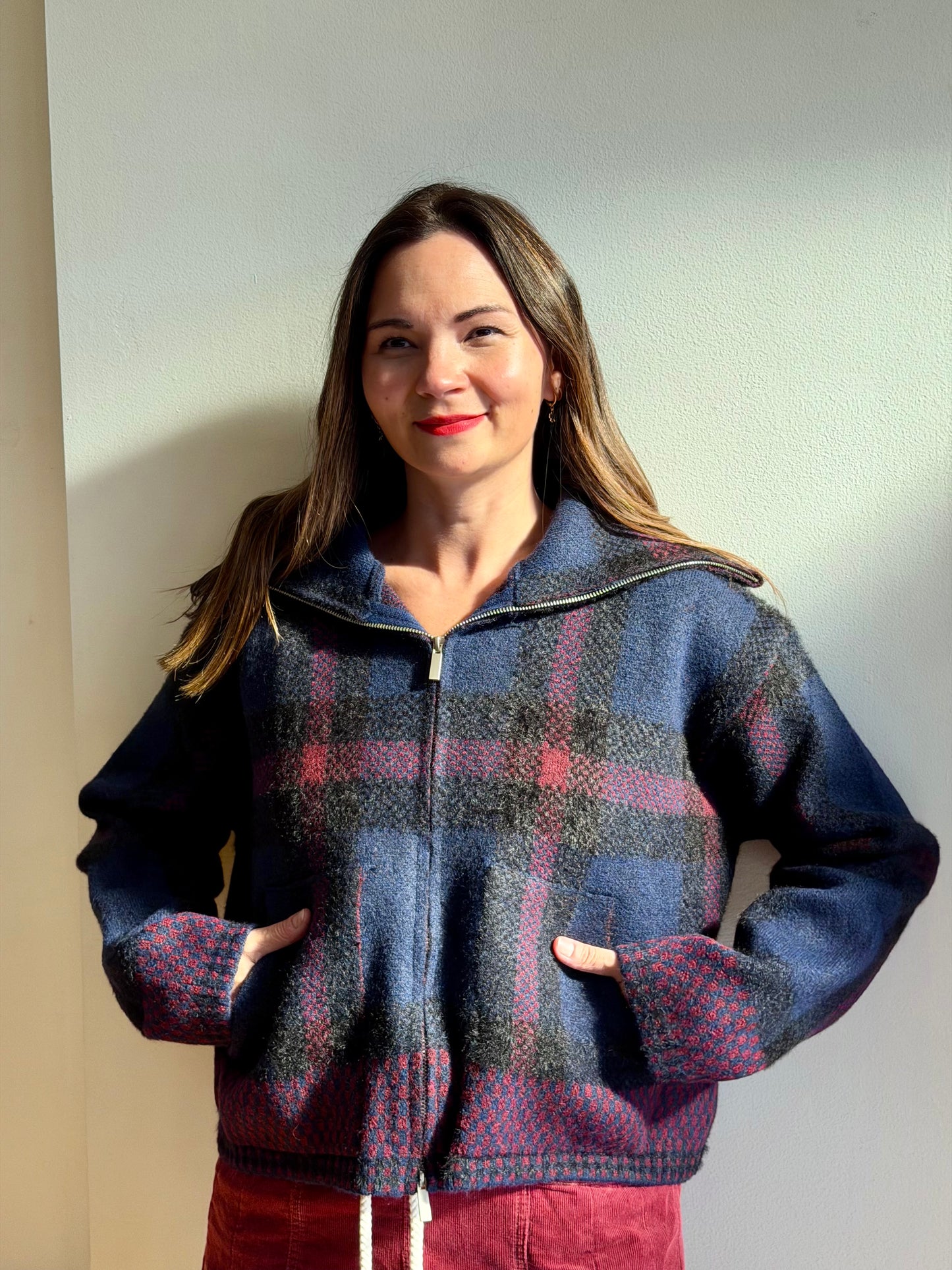 Plaid Sweater Jacket