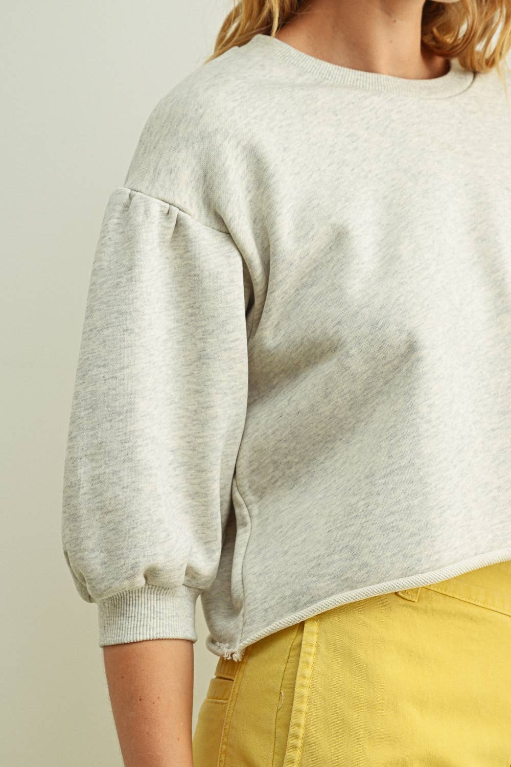 Cropped 3/4 Sleeve Sweatshirt