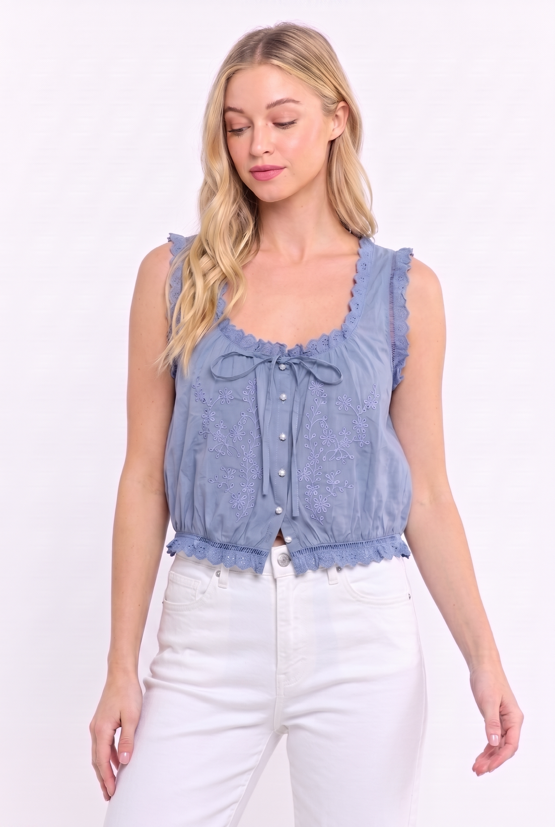 Embroidered Broderie Anglaise Cotton Top