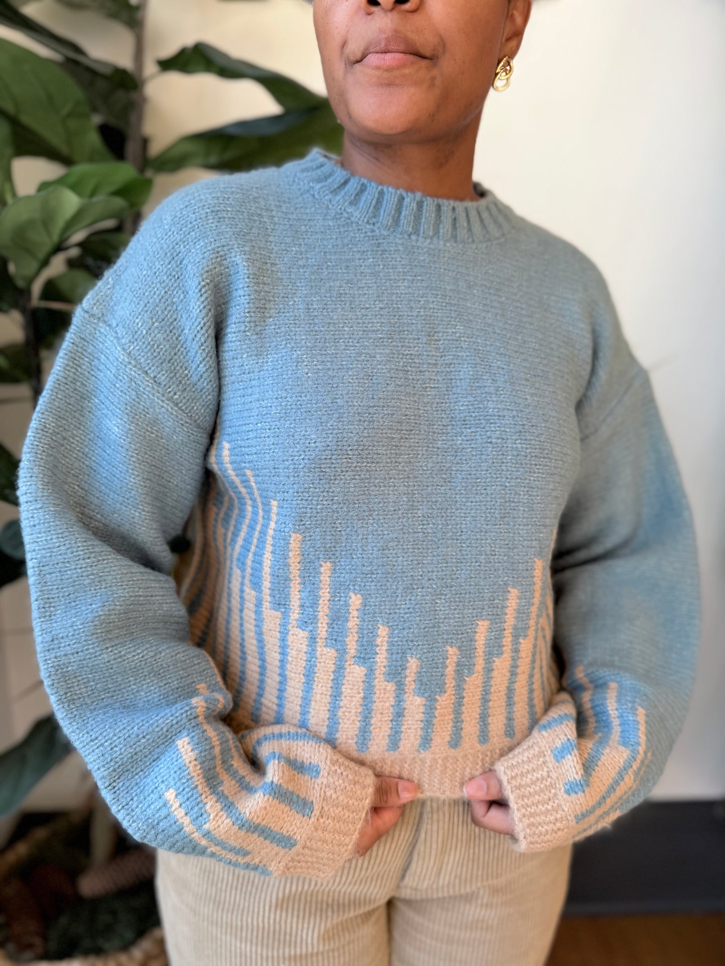 Geometric Balloon Sleeve Sweater