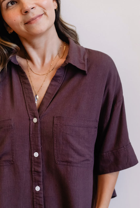 Linen Crop Blouse