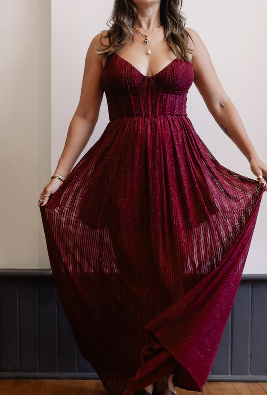 Mulberry Shadow Corset Maxi Dress