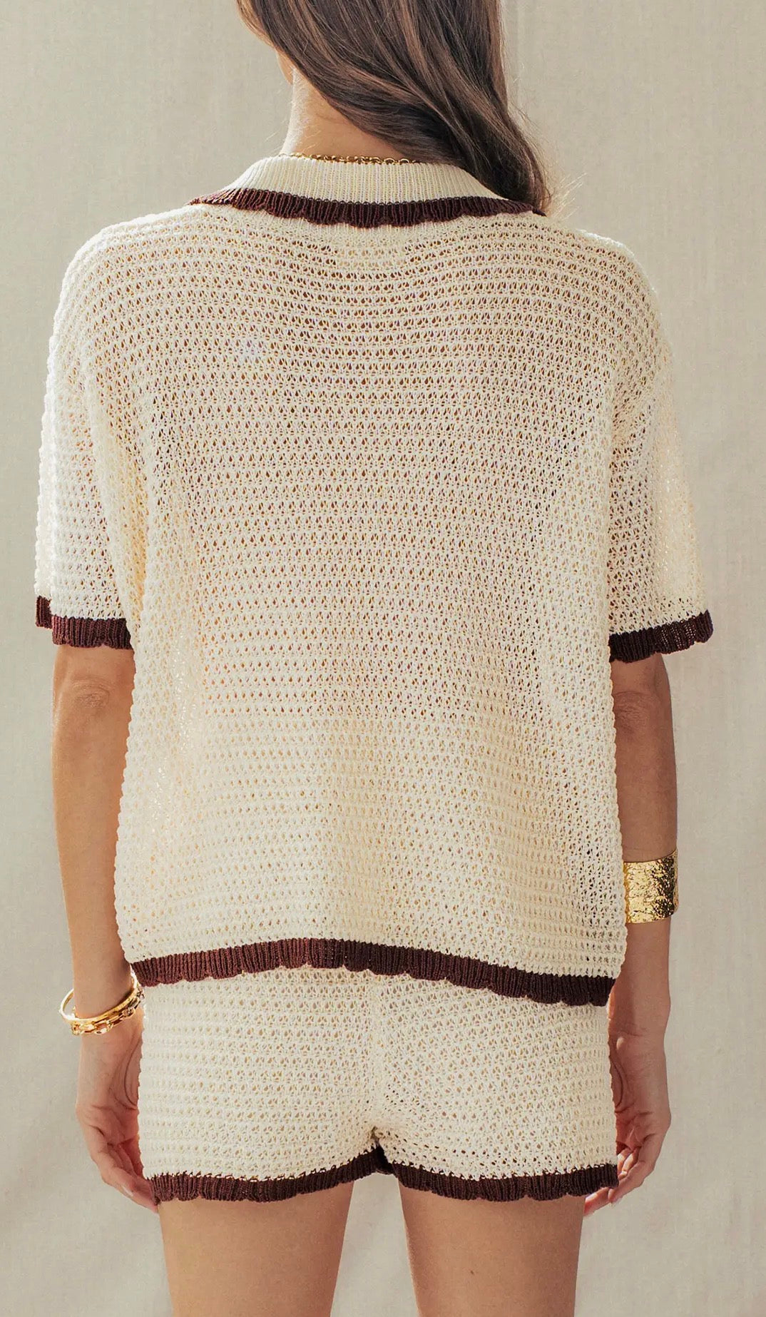 Contrast Trim Crochet Short