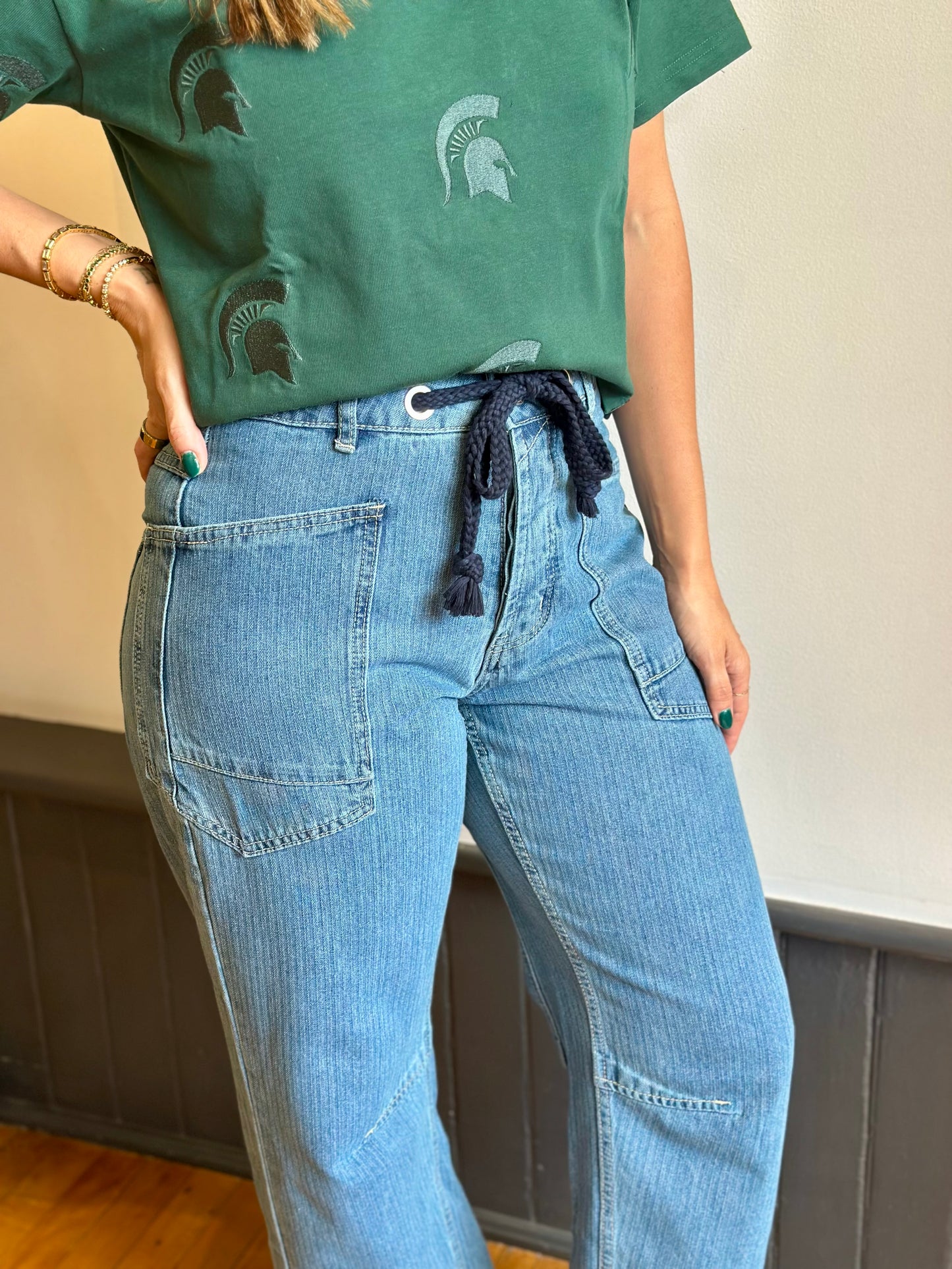 Barrel Corded Drawstring Denim