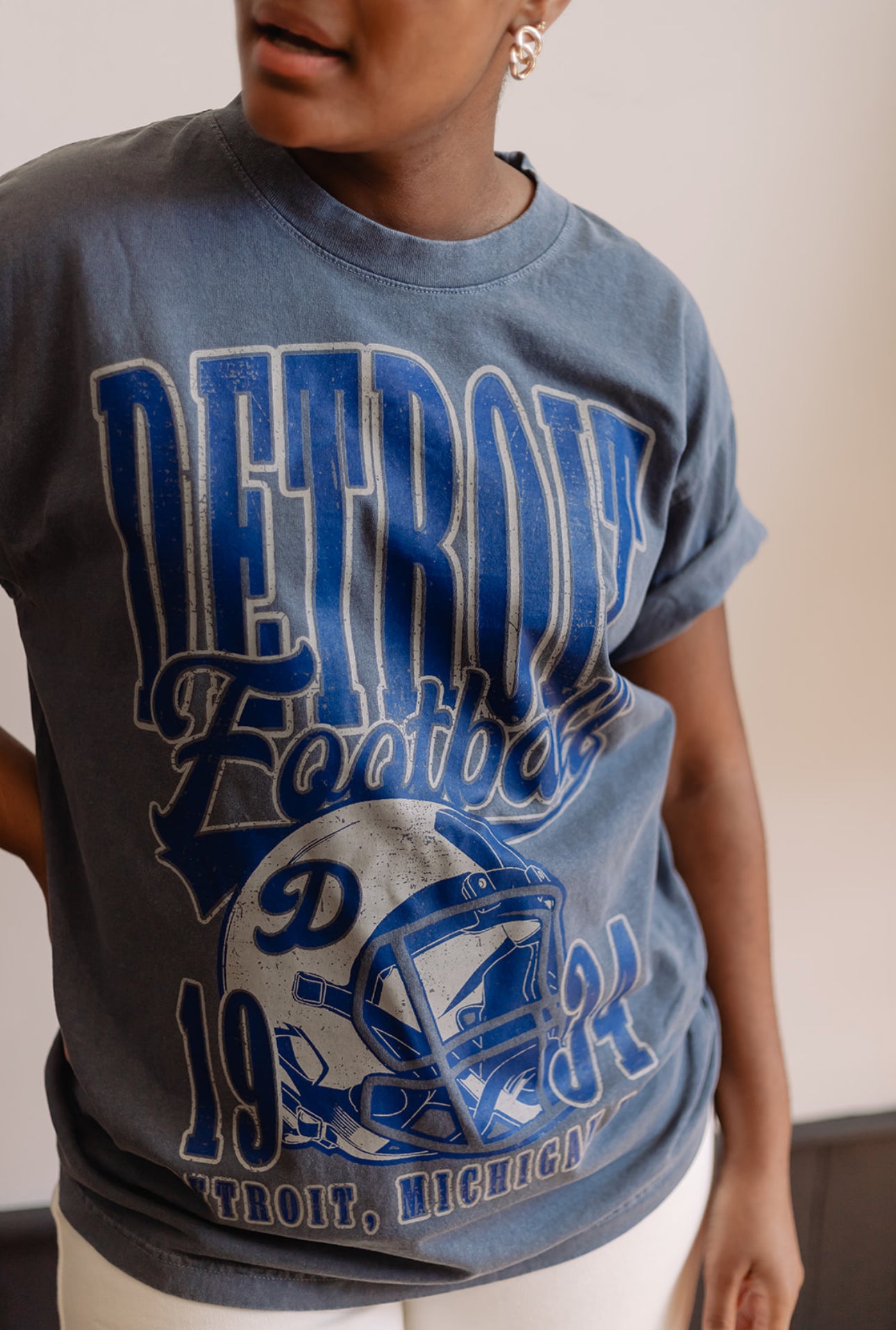 90's Vintage Detroit Football Oversized Tee