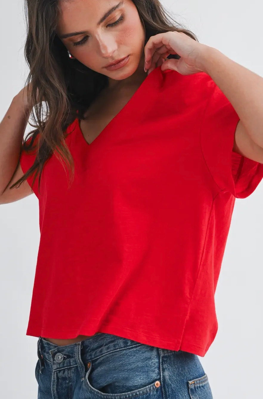V-Neck Cropped Boxy Tee