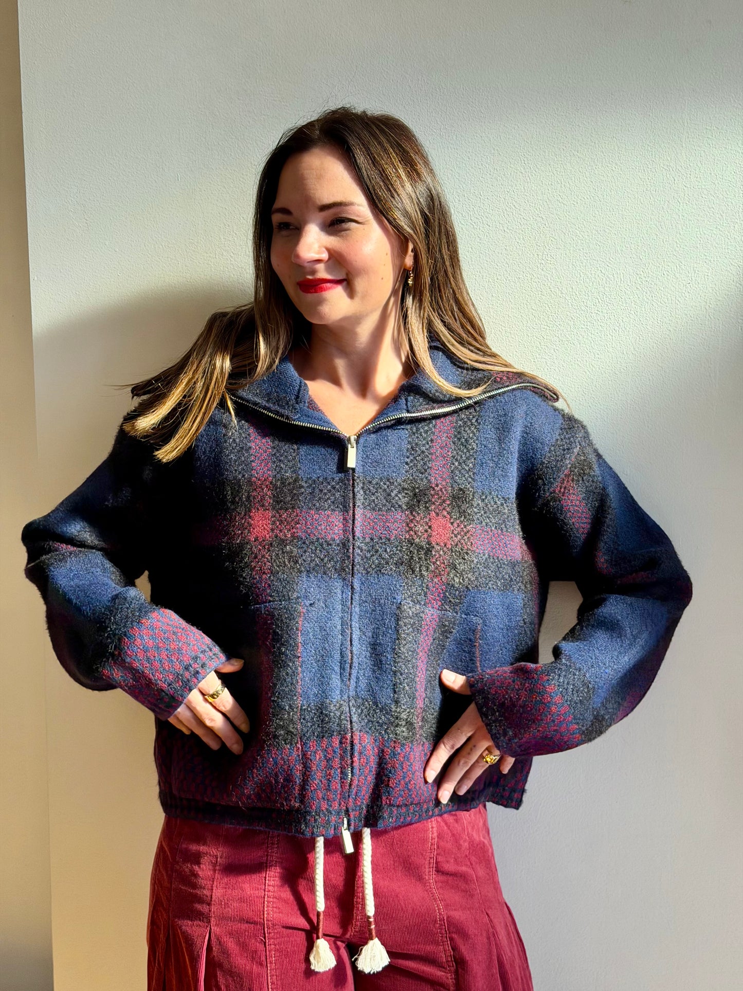 Plaid Sweater Jacket