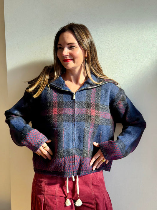 Plaid Sweater Jacket