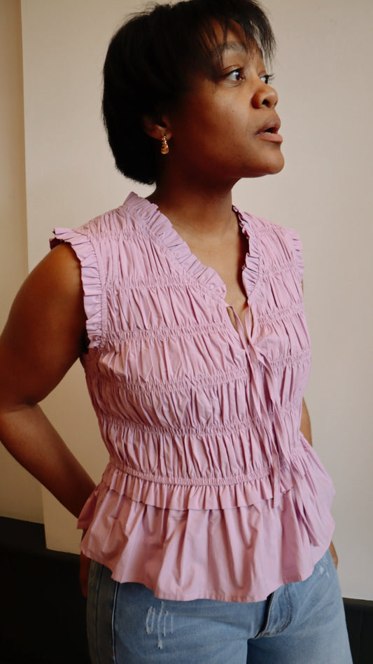 Smocked Tie Front Tank